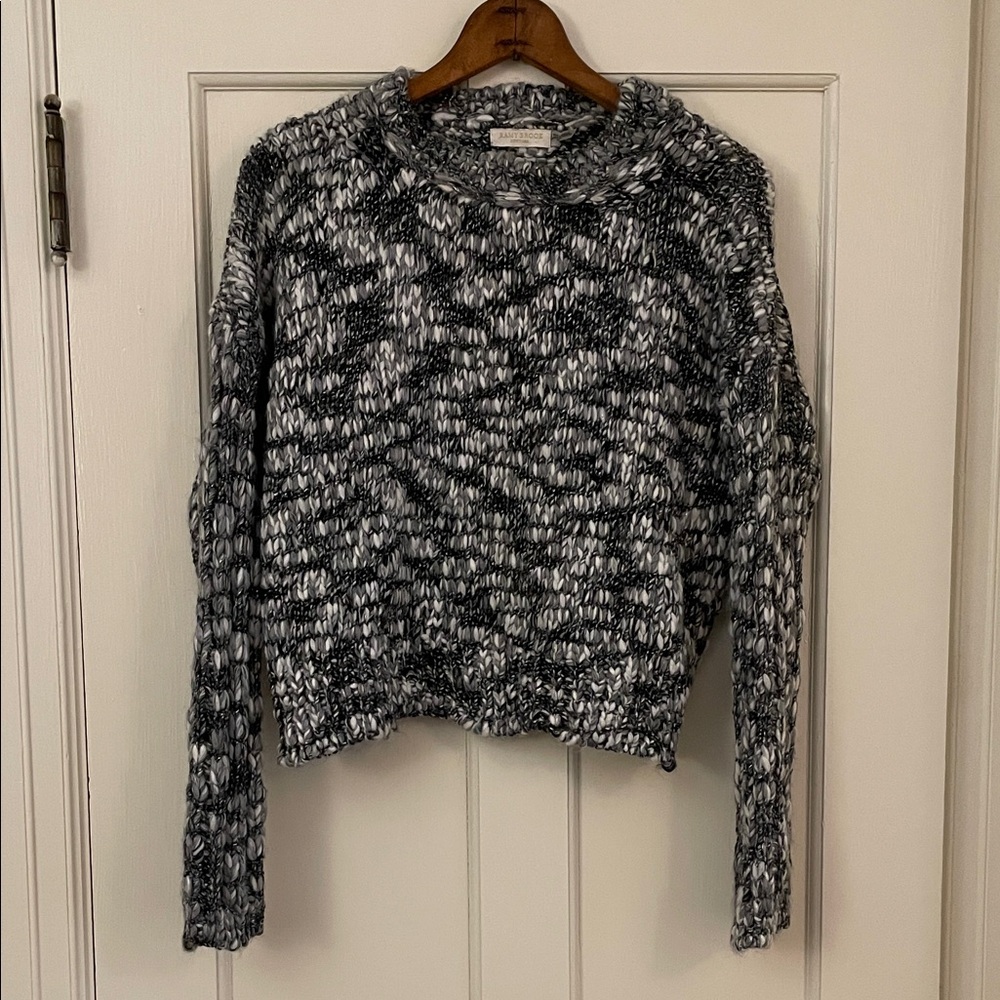 Ramy Brook New York Cropped Chunky Knit Crewneck Sweater Shimmer| Women’s Size M